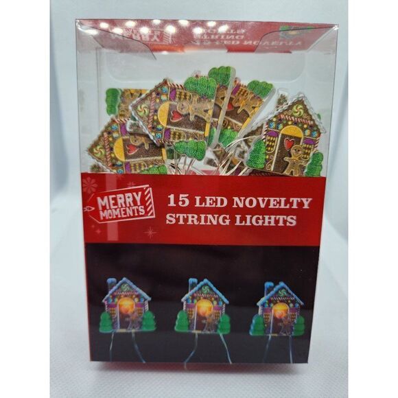 New! Sealed Gingerbread House Christmas Tree Mini 15 LED String Light Set Batter - Picture 1 of 1